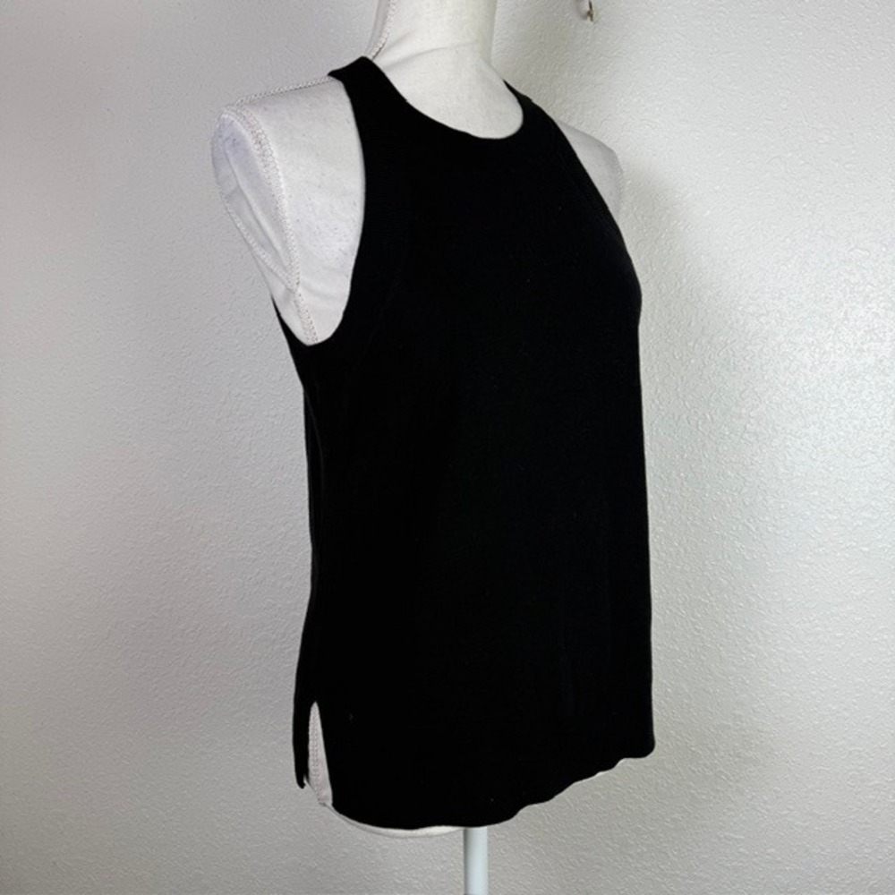 Banana Republic Sleeveless High Neck Sweater Tank Top Ribbed Knit Black Medium P